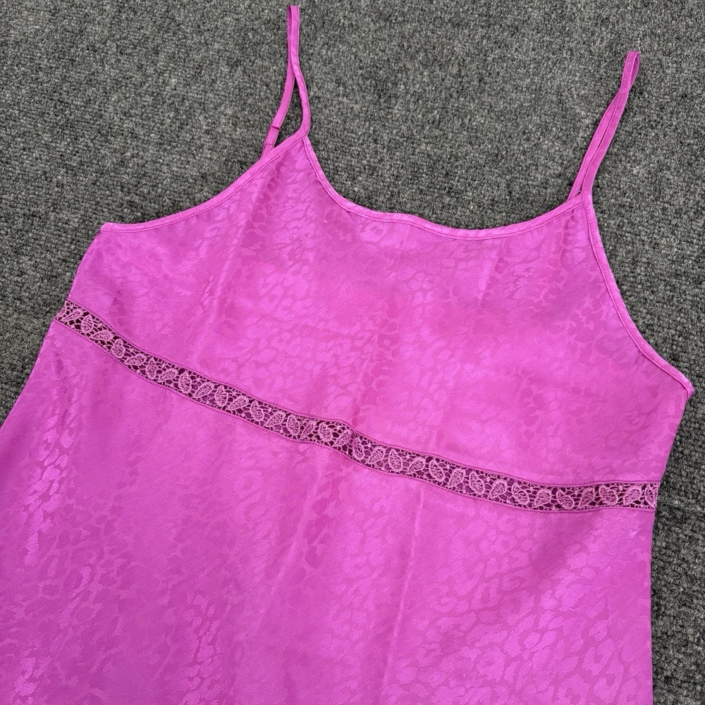 Vintage Y2K Delicate Treasures Purple Leopard Print‎ Negligee Satin Lace Size S